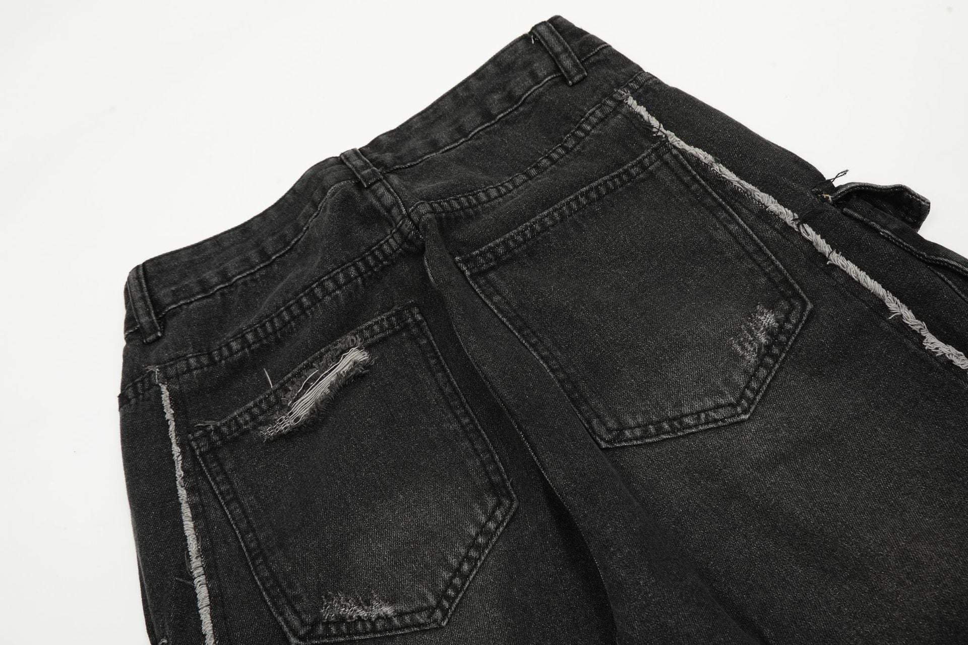 Washed Multi-pocket Work Cargo Jeans