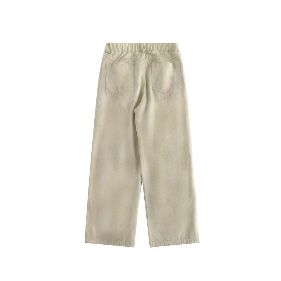 Retro Washed Distressed Graffiti Pants