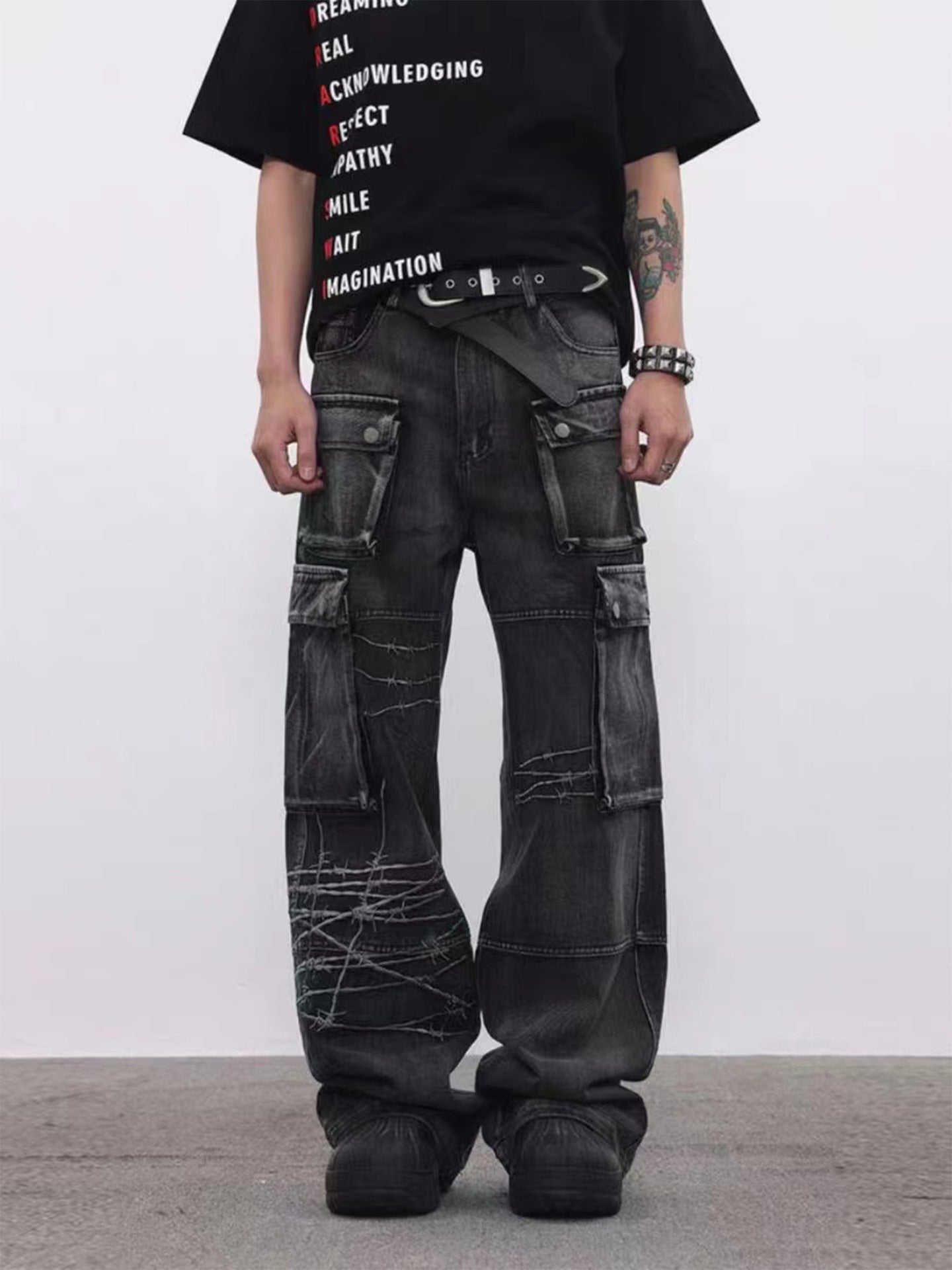 High Street Embroidery Hip-Hop Jeans